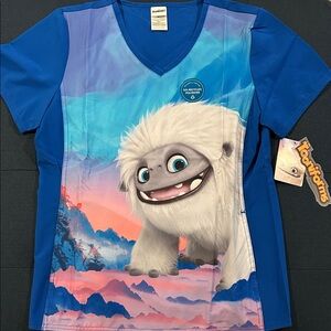 Cherokee Tooniforms Dreamworks Abominable Snowman Yeti uniform scrub top, NWT